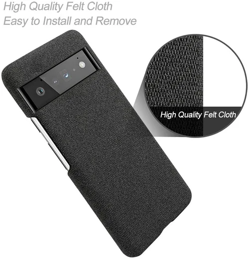 Google Pixel 6 Pro Hoesje Hard Plastic met Stoffen Afwerking Zwart afbeelding 2
