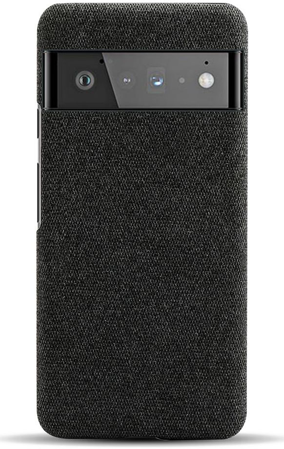 Google Pixel 6 Pro Hoesje Hard Plastic met Stoffen Afwerking Zwart afbeelding 5