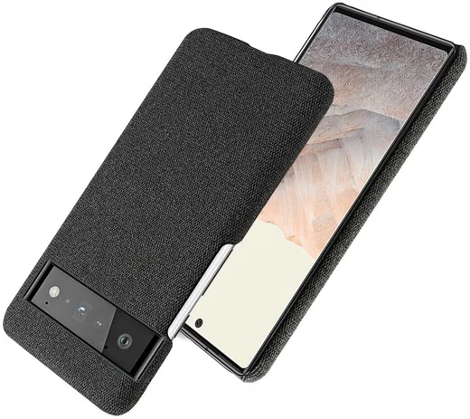 Google Pixel 6 Pro Hoesje Hard Plastic met Stoffen Afwerking Zwart afbeelding 6