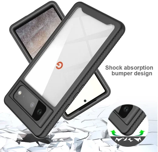 Google Pixel 6 Hoesje Volledig Schokbestendig Hybride Cover Zwart afbeelding 2