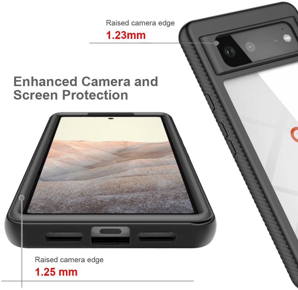 Google Pixel 6 Hoesje Volledig Schokbestendig Hybride Cover Zwart afbeelding 5