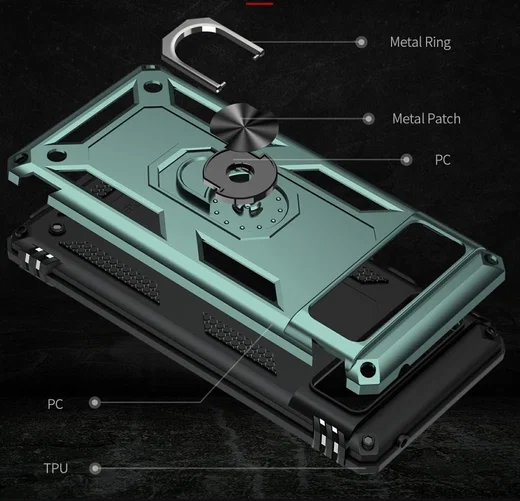 Google Pixel 6 Hoesje Hybride met Kickstand Back Cover Groen afbeelding 3