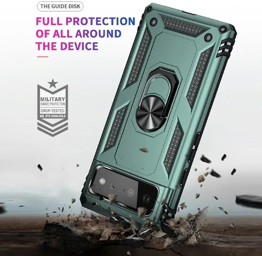 Google Pixel 6 Hoesje Hybride met Kickstand Back Cover Groen afbeelding 5