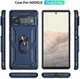 Google Pixel 6 Pro Hoesje Hybride met Kickstand Back Cover Blauw afbeelding 7