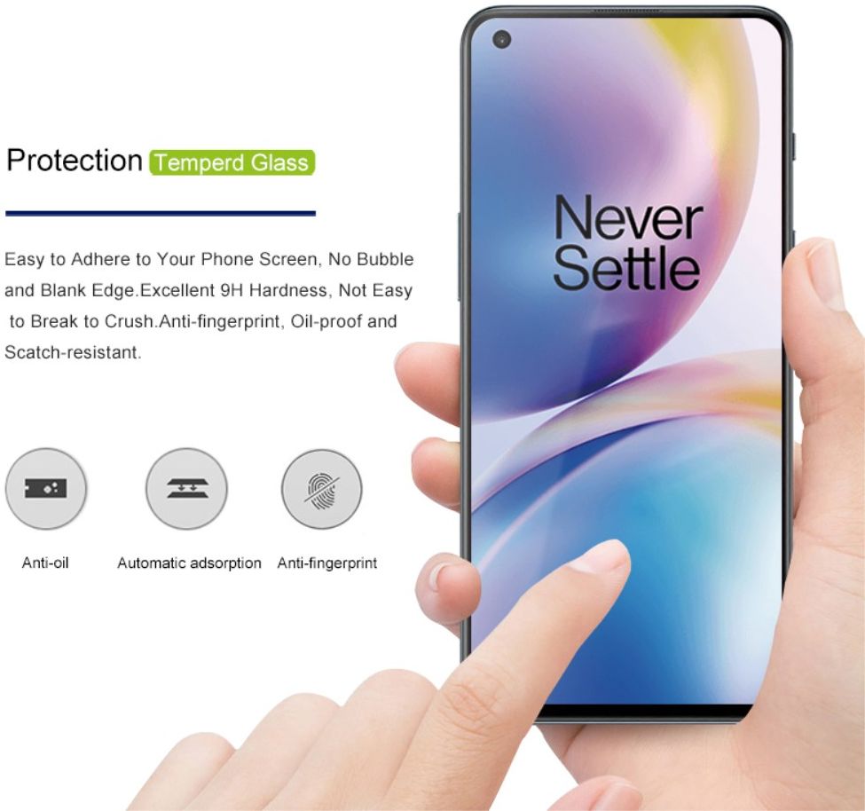 Amorus OnePlus Nord 2(T) 5G Screen Protector 9H Volledig Dekkend afbeelding 3