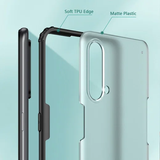 OnePlus CE 5G Hoesje Hybride Back Cover Matte Transparant Blauw afbeelding 2