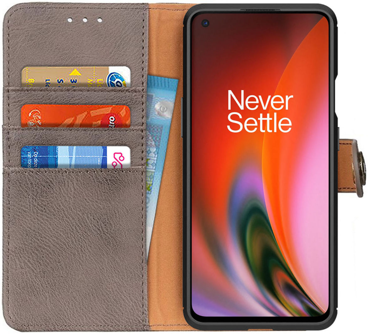 KHAZNEH OnePlus Nord 2 Hoesje Portemonnee Book Case Grijs afbeelding 1