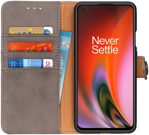 KHAZNEH OnePlus Nord 2 Hoesje Portemonnee Book Case Grijs afbeelding 1