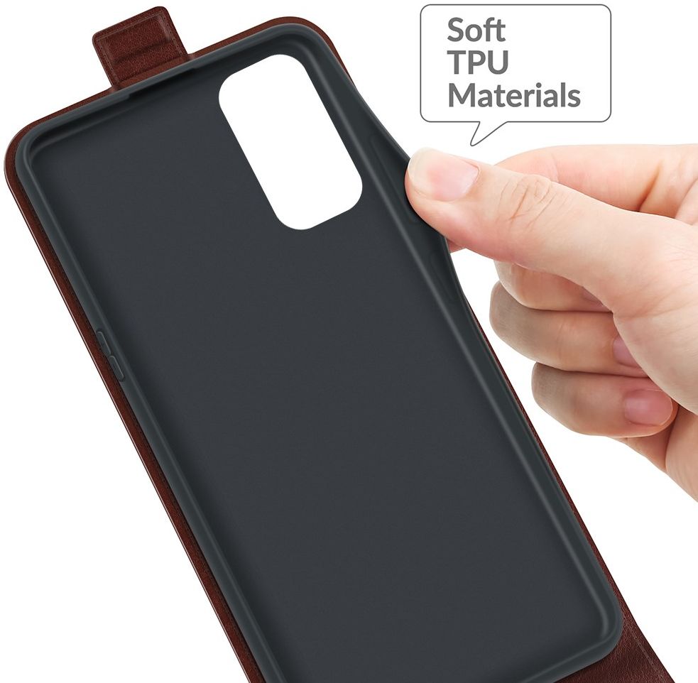 OnePlus Nord 2 5G Hoesje Verticale Flip Wallet Case Kunstleer Bruin afbeelding 5