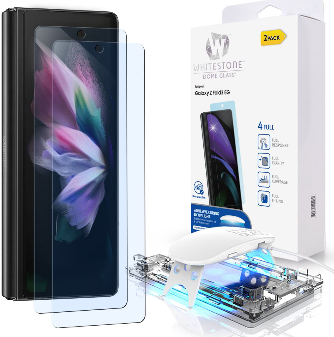 Whitestone Dome Glass Samsung Galaxy Z Fold 3 Screen Protector 2-Pack afbeelding 1