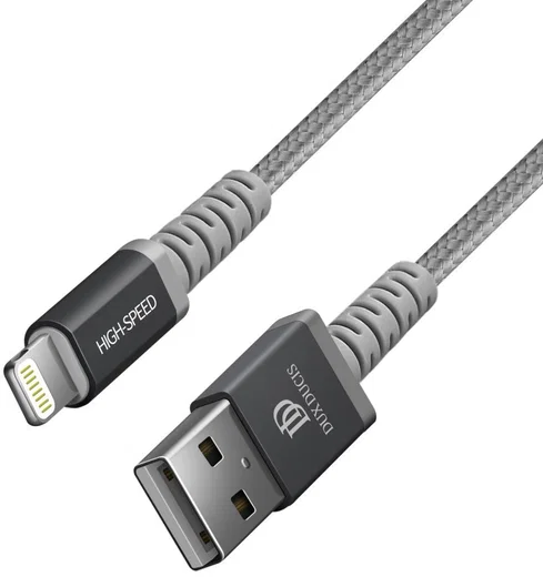 Dux Ducis X1 2.4A USB naar Apple Lightning Kabel MFi 1M Grijs afbeelding 2