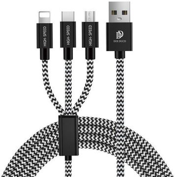 Dux Ducis 3-in-1 2.4A USB naar Lightning/USB-C/MicroUSB Kabel 1.2M
