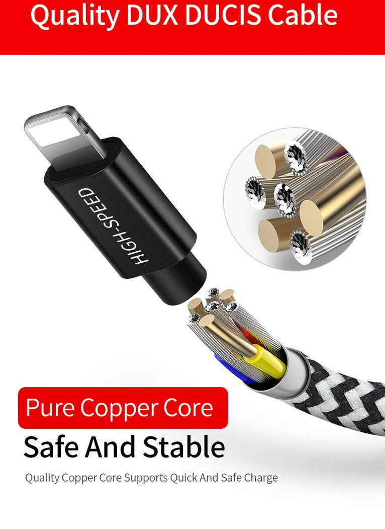 Dux Ducis 3-in-1 2.4A USB naar Lightning/USB-C/MicroUSB Kabel 1.2M afbeelding 10