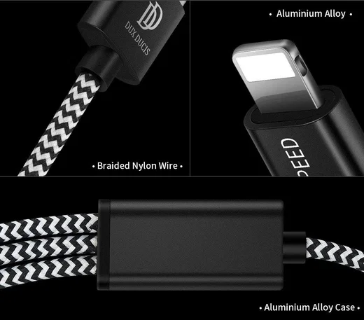 Dux Ducis 3-in-1 2.4A USB naar Lightning/USB-C/MicroUSB Kabel 1.2M afbeelding 11