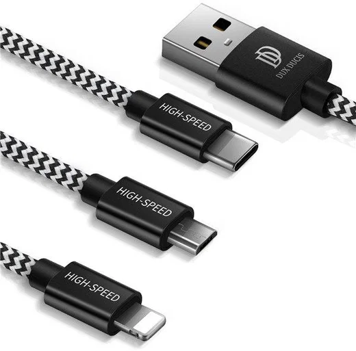 Dux Ducis 3-in-1 2.4A USB naar Lightning/USB-C/MicroUSB Kabel 1.2M afbeelding 2