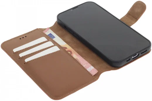Minim 2-in-1 iPhone 13 Pro Hoesje Book Case en Back Cover Bruin afbeelding 2