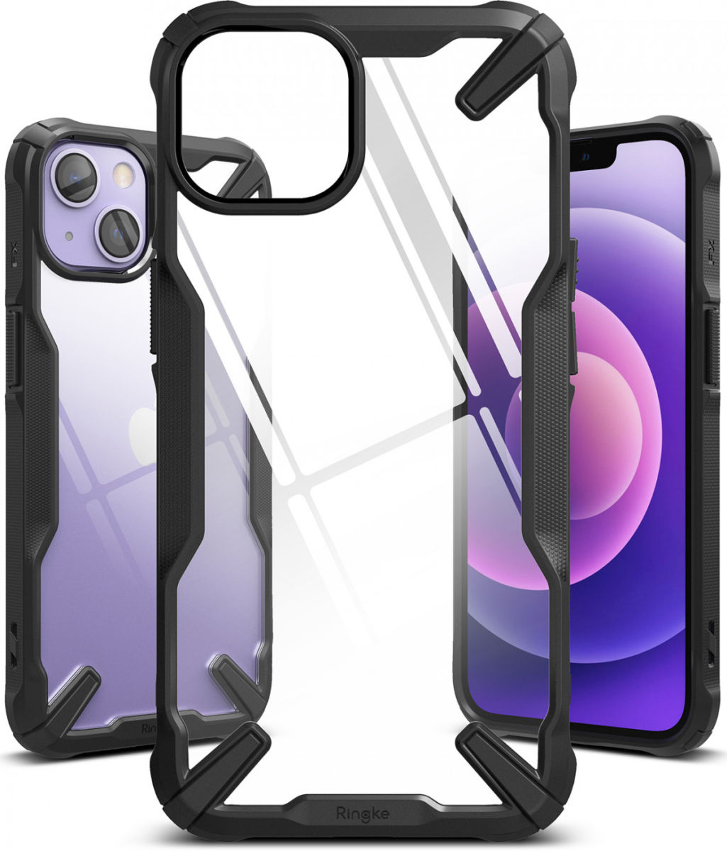 Ringke Fusion X Apple iPhone 13 Hoesje Back Cover Transparant Zwart afbeelding 4