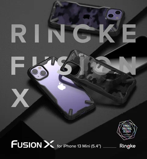 Ringke Fusion X Apple iPhone 13 Mini Hoesje Camo Zwart afbeelding 11