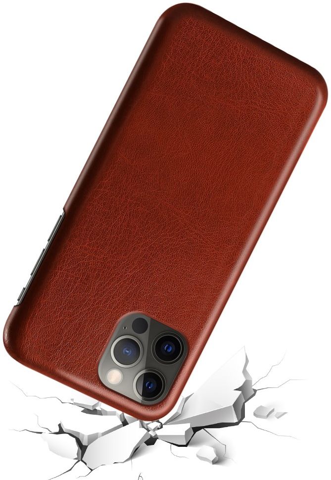 Apple iPhone 13 Pro Hoesje Kunstleer Back Cover met Coating Bruin afbeelding 2