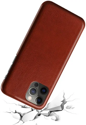 Apple iPhone 13 Pro Hoesje Kunstleer Back Cover met Coating Bruin afbeelding 2