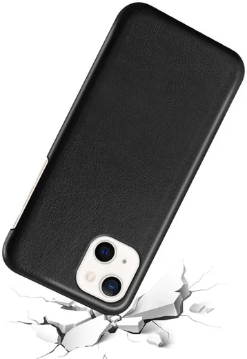 Apple iPhone 13 Mini Hoesje Back Cover Lederen Coating Zwart afbeelding 2