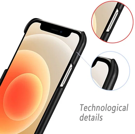 Apple iPhone 13 Mini Hoesje Back Cover Lederen Coating Zwart afbeelding 4