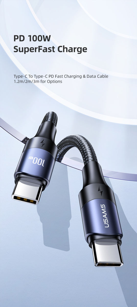 Fast Charge 100W PD USB-C Snellaad Kabel 5A Gevlochten Nylon 3 Meter afbeelding 3