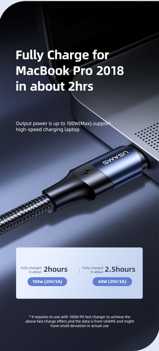 Fast Charge 100W PD USB-C Snellaad Kabel 5A Gevlochten Nylon 3 Meter afbeelding 5