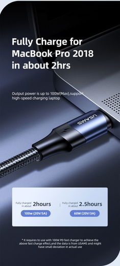 Fast Charge 100W PD USB-C Snellaad Kabel 5A Gevlochten Nylon 3 Meter afbeelding 5