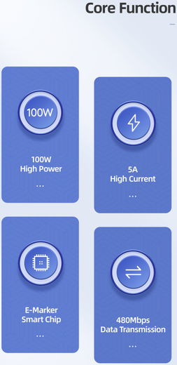 Fast Charge 100W PD USB-C Snellaad Kabel 5A Gevlochten Nylon 3 Meter afbeelding 11