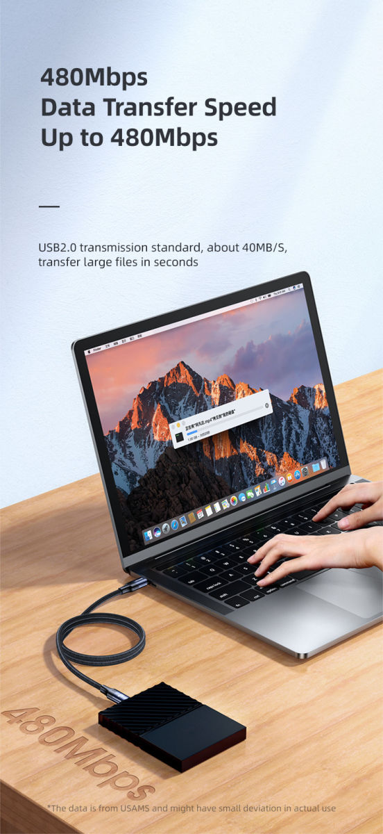 Fast Charge 100W PD USB-C Snellaad Kabel 5A Gevlochten Nylon 2 Meter afbeelding 3