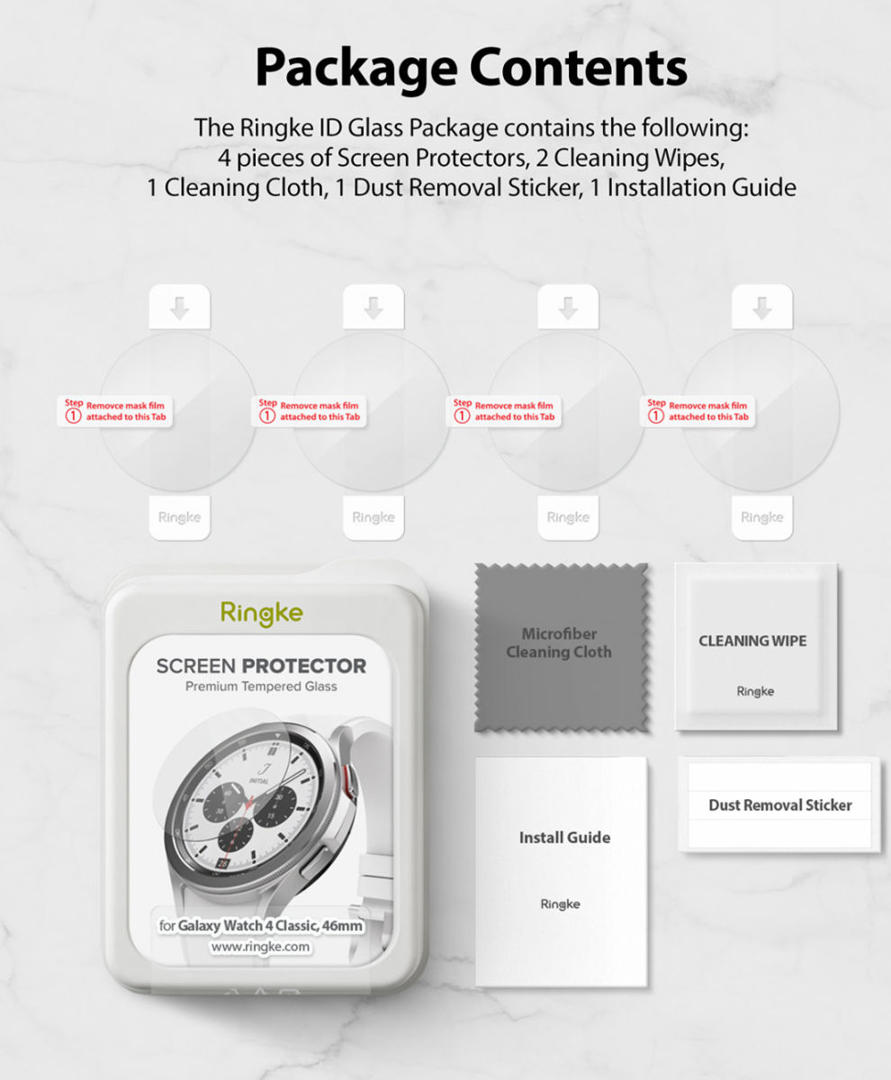 Ringke ID - Samsung Galaxy Watch 4 Classic 46MM Screen Protector 4-Pack afbeelding 11