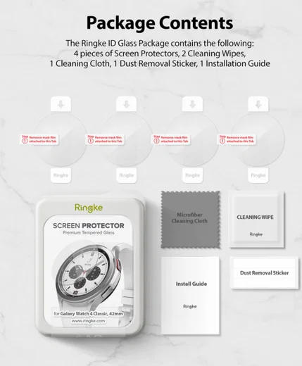Ringke ID - Samsung Galaxy Watch 4 Classic 42MM Screen Protector 4-Pack afbeelding 11