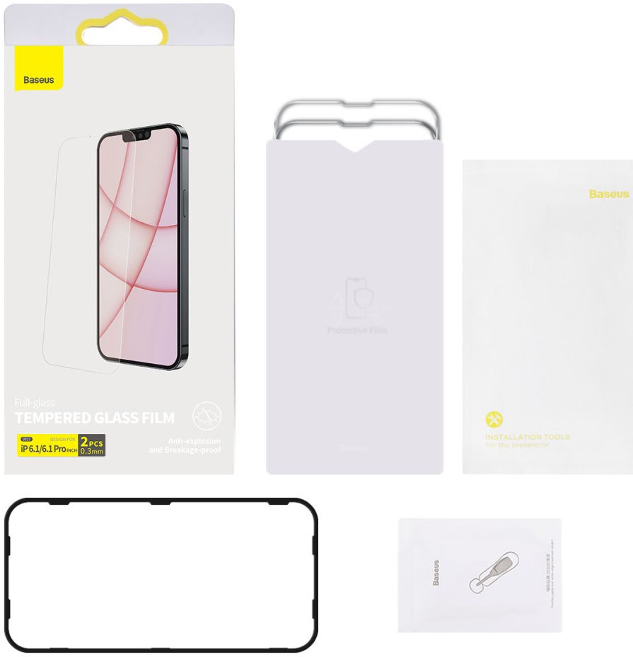 Baseus Apple iPhone 13 / Pro Tempered Glass Screenprotector (2-Pack) afbeelding 13