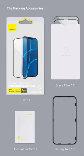 Baseus Apple iPhone 13 / 13 Pro Tempered Glass Screen Protector 2-Pack afbeelding 21