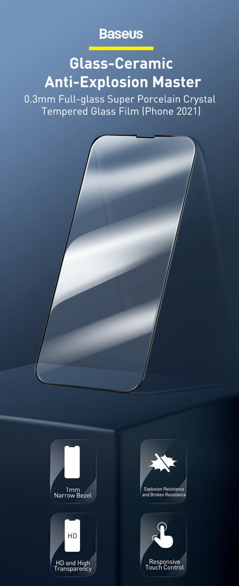 Baseus Apple iPhone 13 / 13 Pro Tempered Glass Screen Protector 2-Pack afbeelding 4