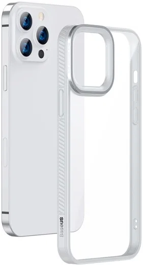 Baseus Apple iPhone 13 Pro Hoesje Back Cover TPU Transparant Grijs afbeelding 2