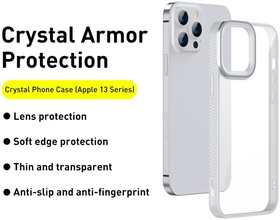 Baseus Apple iPhone 13 Pro Hoesje Back Cover TPU Transparant Grijs afbeelding 6