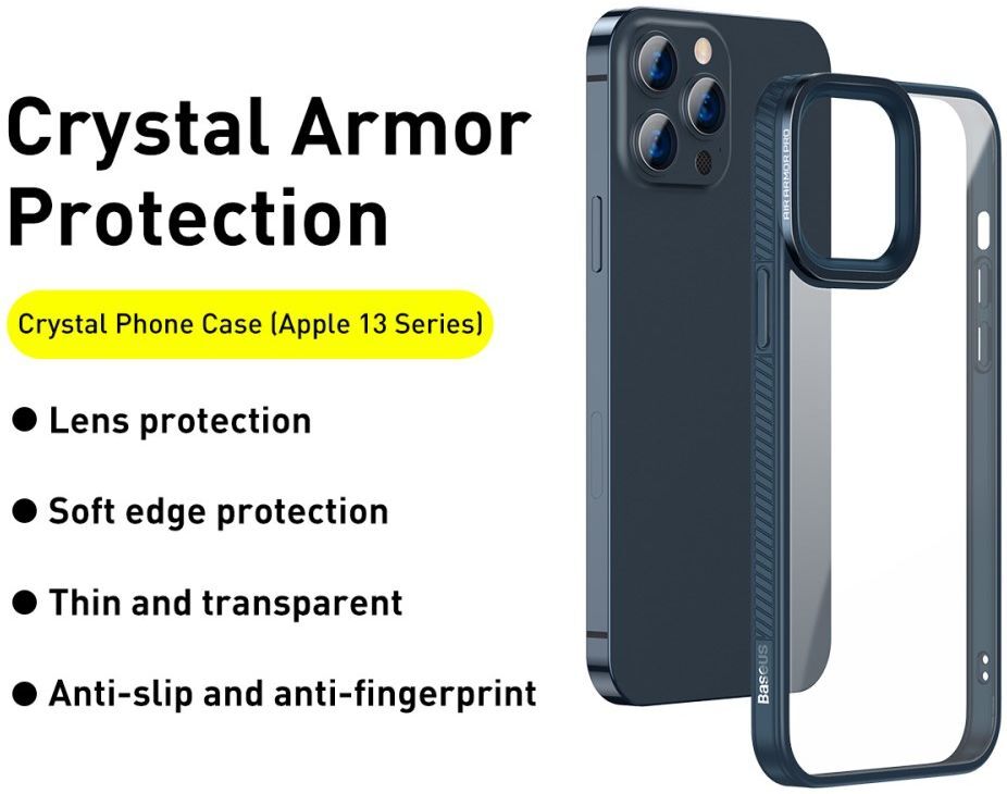 Baseus Apple iPhone 13 Pro Max Hoesje TPU Back Cover Transparant/Blauw afbeelding 6