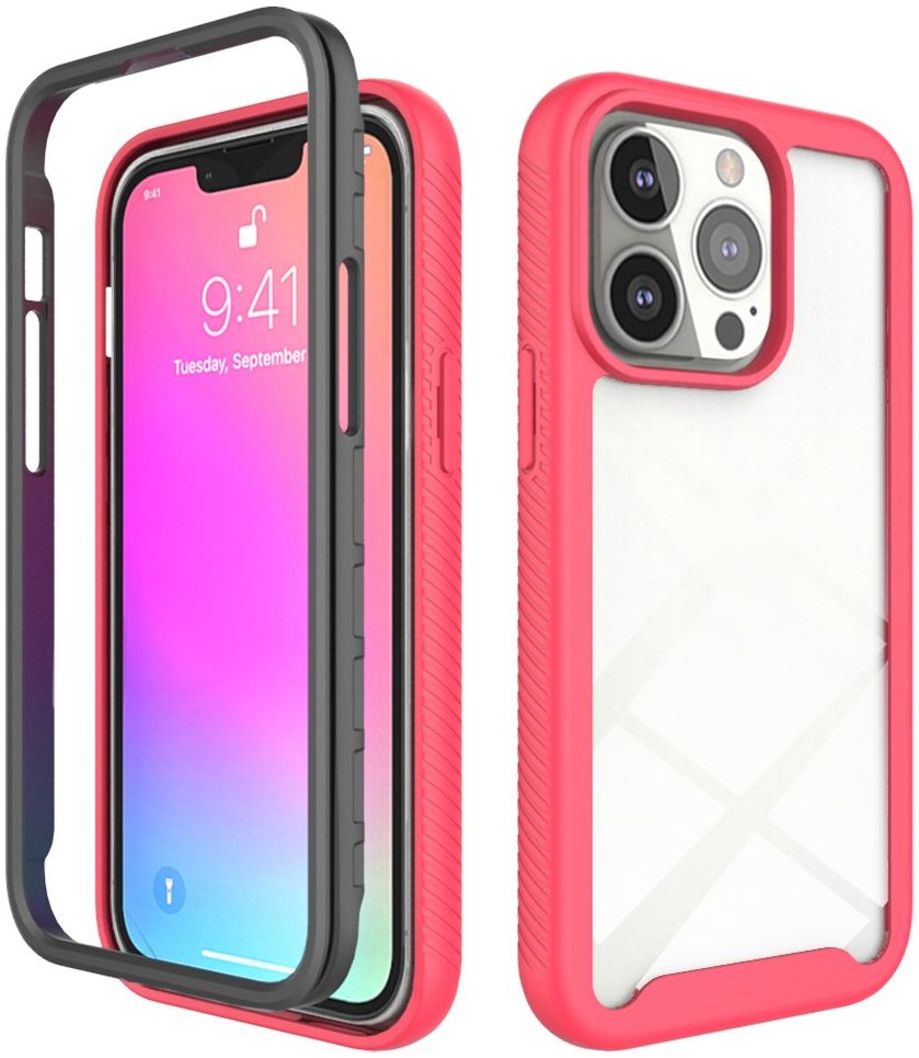 Apple iPhone 13 Pro Hoesje Volledig Schokbestendig Hybride Cover Rood afbeelding 1