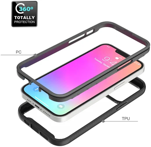 Apple iPhone 13 Pro Hoesje Volledig Schokbestendig Hybride Cover Rood afbeelding 6