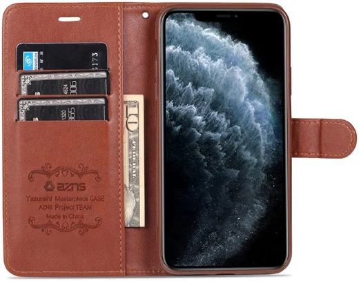 AZNS Apple iPhone 13 Mini Hoesje Wallet Book Case Kunstleer Bruin afbeelding 5