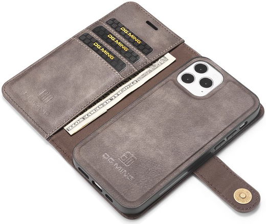 DG Ming Apple iPhone 13 Hoesje 2-in-1 Book Case en Back Cover Coffee afbeelding 2