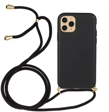 Apple iPhone 13 Mini Hoesje Back Cover Flexibel TPU Koord Zwart