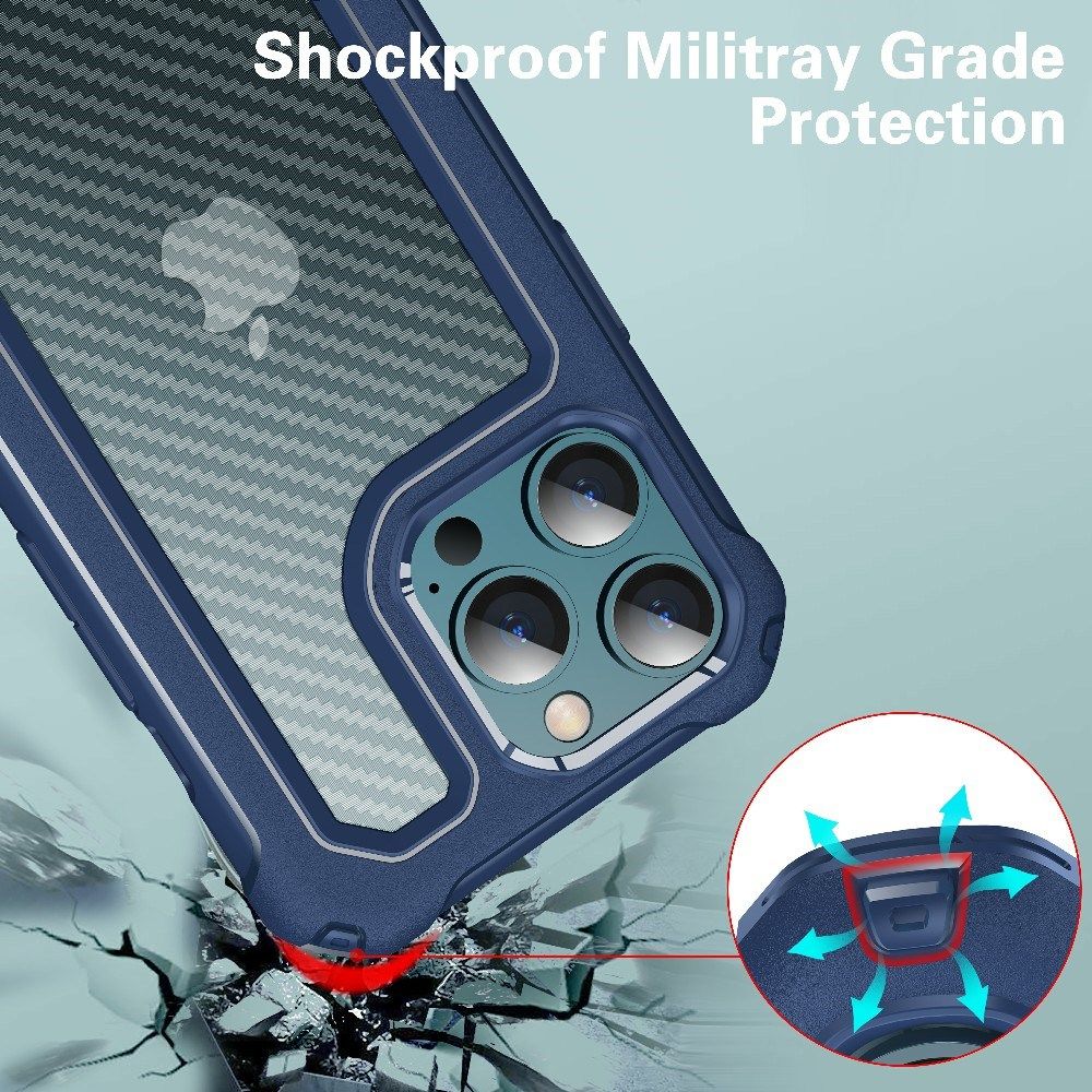 Apple iPhone 13 Pro Hoesje Volledig Schokbestendig Carbon Cover Groen afbeelding 2