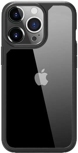 Apple iPhone 13 Pro Hoesje Hybride Back Cover Transparant/Zwart afbeelding 1