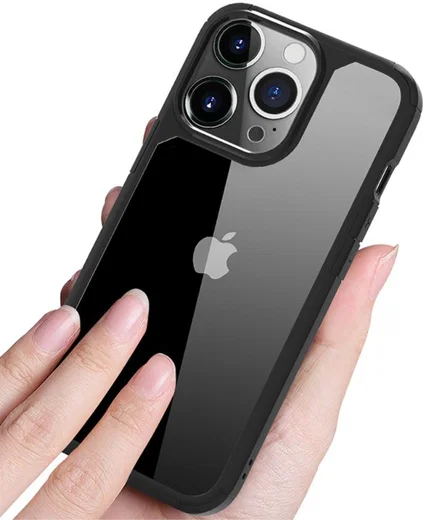 Apple iPhone 13 Pro Hoesje Hybride Back Cover Transparant/Zwart afbeelding 3