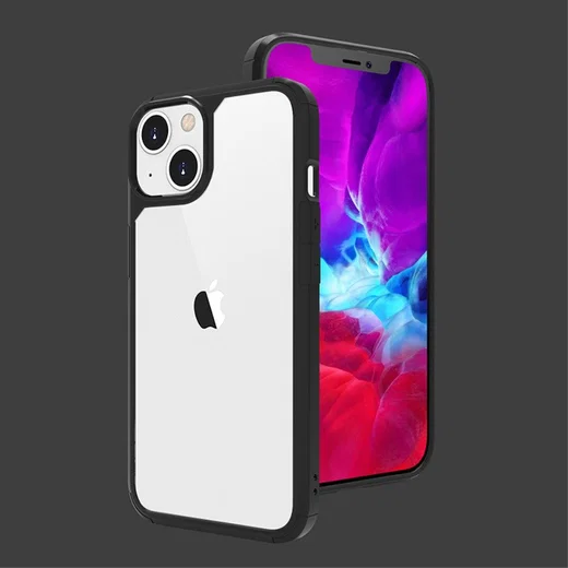 Apple iPhone 13 Mini Hoesje Hybride Back Cover Transparant/Zwart afbeelding 6