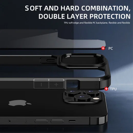 iPaky Apple iPhone 13 Pro Max Hoesje Back Cover Transparant/Zwart afbeelding 4