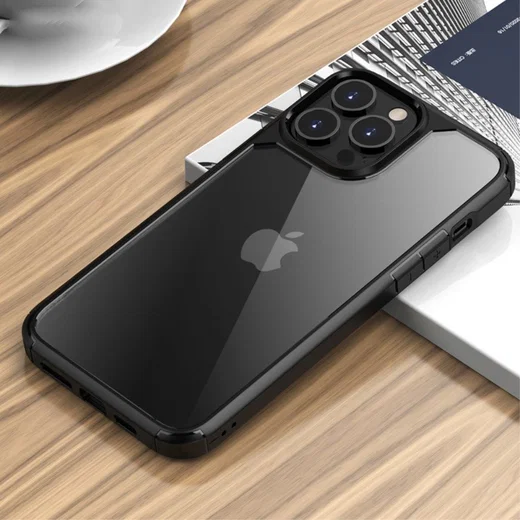 iPaky Apple iPhone 13 Pro Max Hoesje Back Cover Transparant/Zwart afbeelding 2